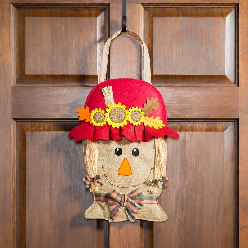 Mrs. Scarecrow Door Decor, 13.50x17.50"H