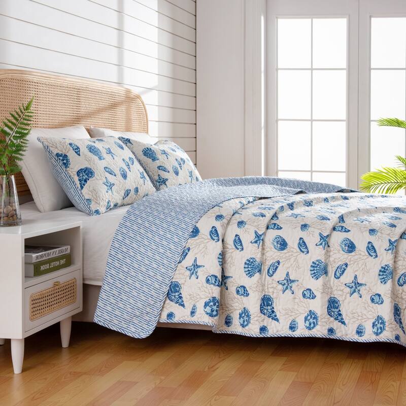 Linery & Co. Coastal Microfiber Quilt Set With Shams.