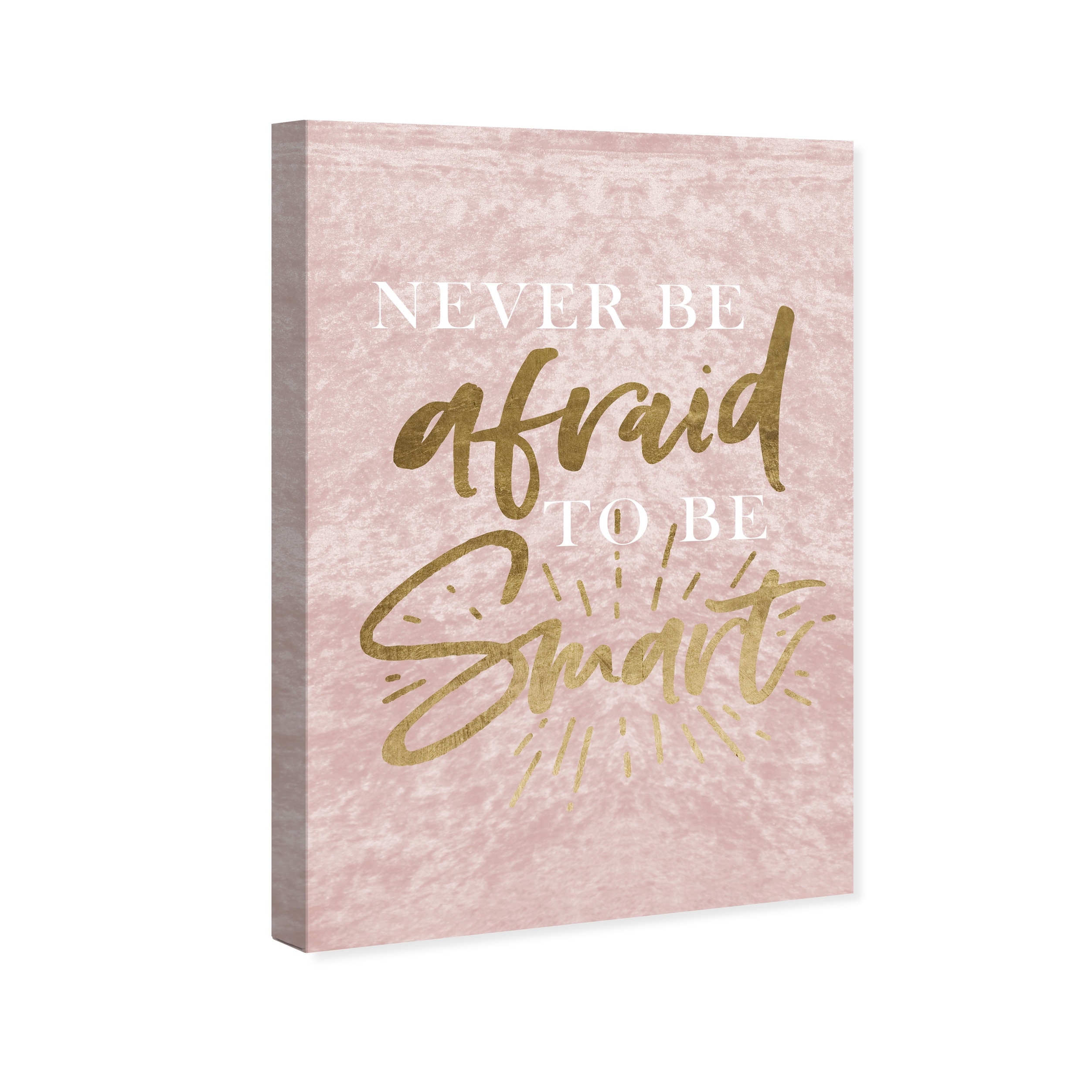 Wynwood Studio \'Never Be Afraid 31291167 - Print Beyond to be Quotes Gold Pink, Art & Bath - Bed Motivational - Wall Quotes and Smart\' Typography Canvas