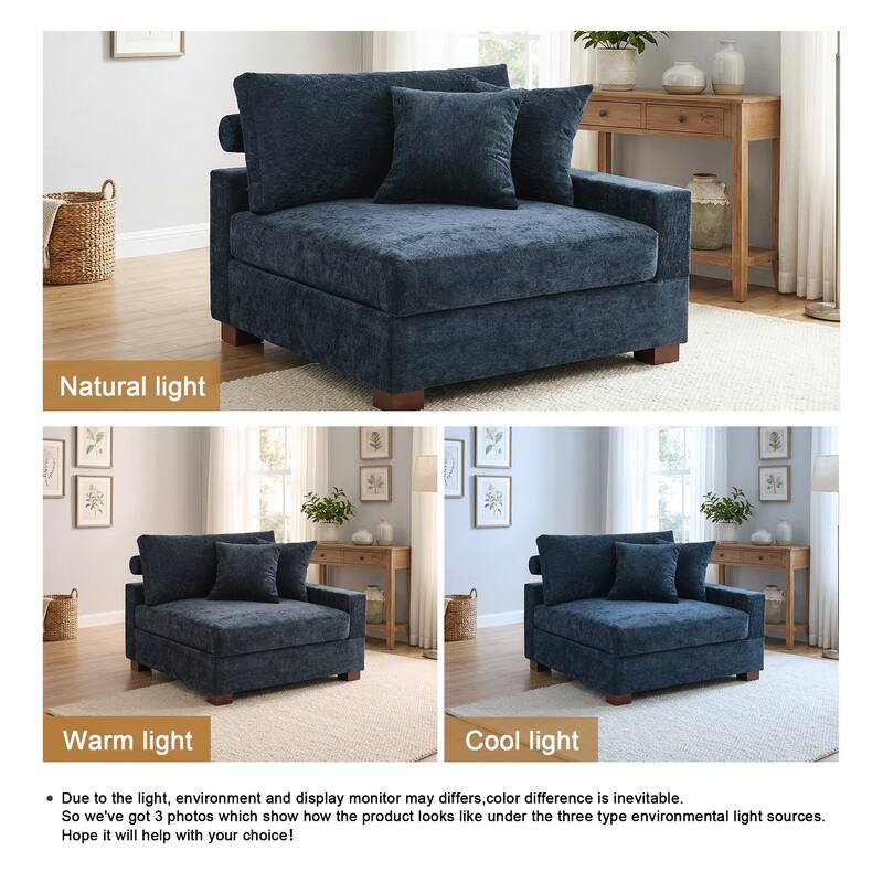 Chenille Upholstered Armless Accent Chair With Plush Cushion