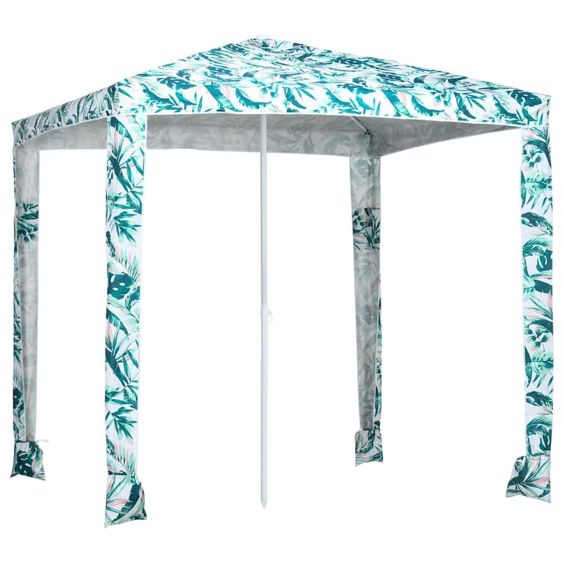 Quick Beach Cabana Canopy Umbrella, 6.5' Easy-Assembly Sun-Shade Shelter with Sandbags and Carry Bag, Cool UV50+