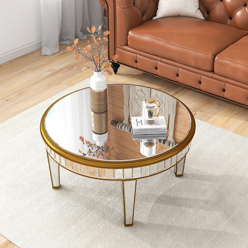 Round Coffee Table Mirror Accent Table