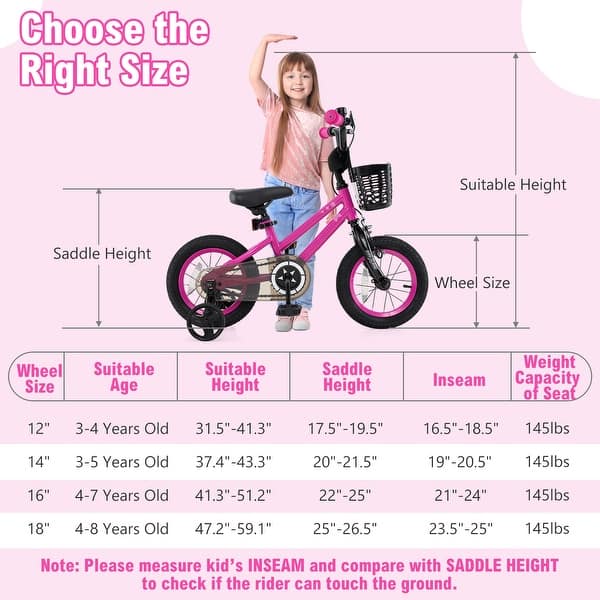 For Kids Bike Size Chart Medium Kids Bike With Basket Adjustable