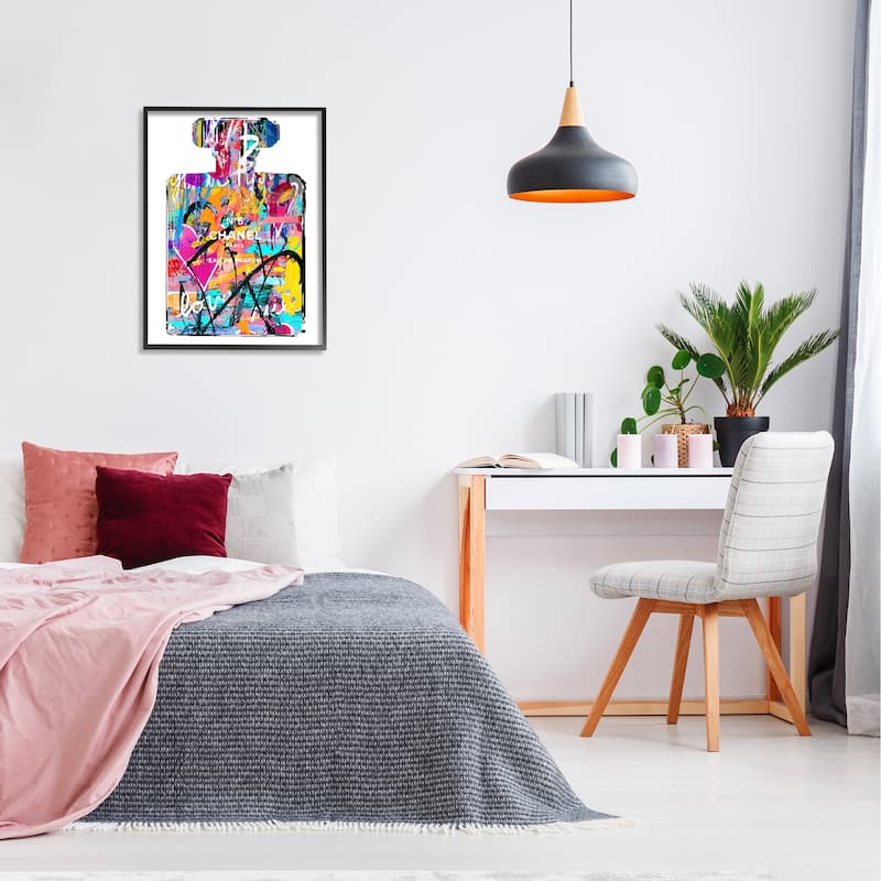 Stupell Abstract Graffiti Perfume Framed Giclee Art Design by Madeline Blake