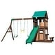 preview thumbnail 2 of 10, Backyard Discovery Lakewood Cedar Wood Swing Set, Slide, Clubhouse - 14'0" x 11'3"