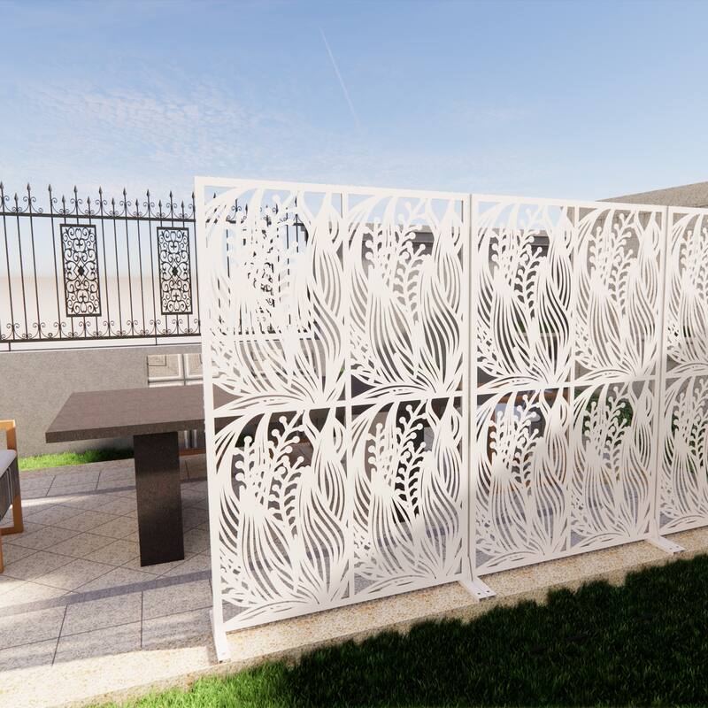 W3.8Ft X H6Ft Metal Privacy Screens, Outdoor and Indoor Divider with Free Standing for Balcony Patio Garden Room Divider