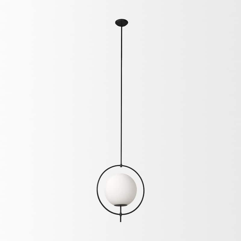 Farrah White Frosted Glass Globe w/Gold Metal Frame Pendant Light