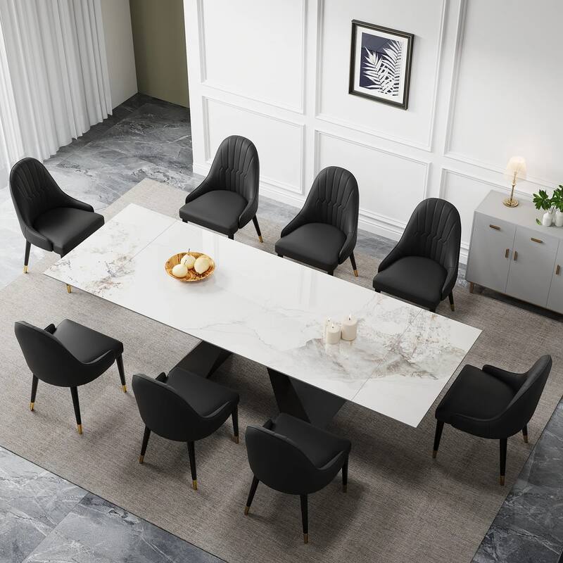 Dining Chair Modern Accent Chairs Faux Leather Side Chairs (Set of 4)