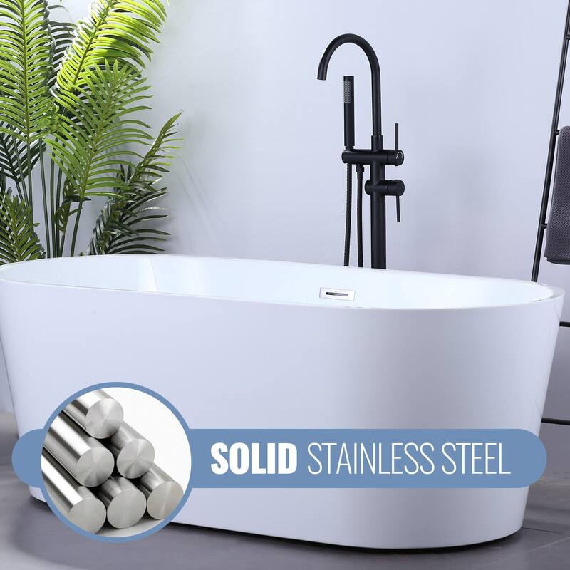 WOWOW Double Handle Freestanding Tub Faucet with Handheld Shower