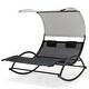 preview thumbnail 18 of 37, Outdoor Double Chaise Lounge Chair Rocking Lounger with Sunshade Canopy - 54.5"W*67.3"D*65.7"H