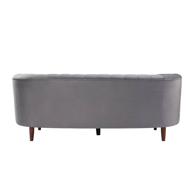 Velvet Upholstered Adjustable Sofa with Button Tufted in Gray