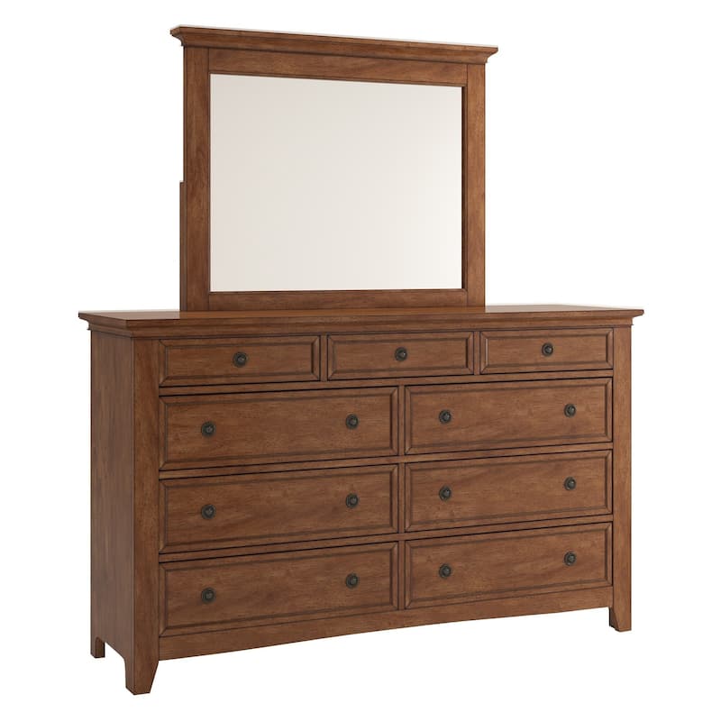 Ediline 9-Drawer Wood Modular Storage Dresser and Mirror by iNSPIRE Q Classic - Oak Dresser WITH Mirror
