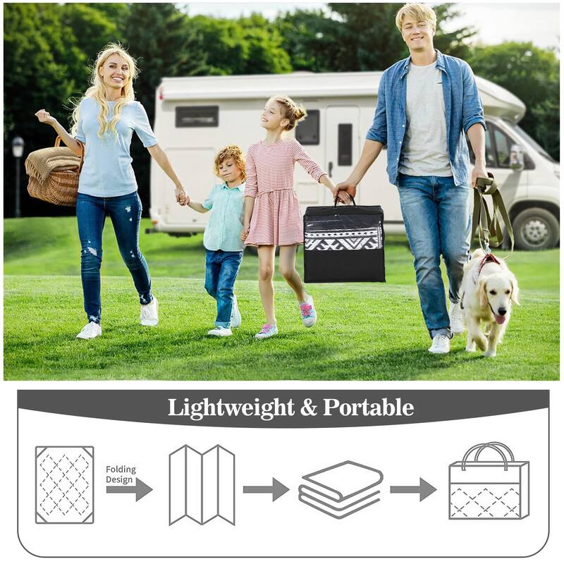 Outdoor Rug Waterproof Patio Rug Mat Geometric Rug Plastic Straw Outside Rug for RV Camping Picnic Reversible Rug