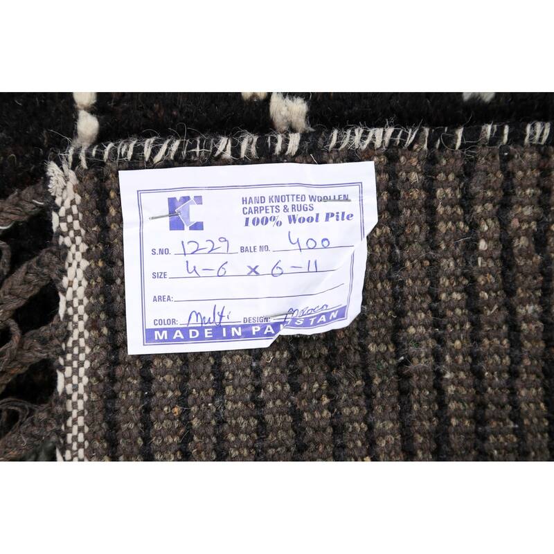 Geometric Vegetable Dye Moroccan Berber Oriental Area Rug Handmade - 4'6" x 6'11"