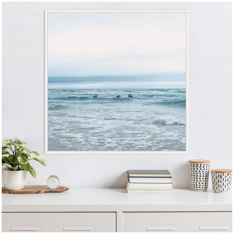 Kate and Laurel Sylvie Ocean Swim 1 Square Framed Canvas by Stephanie Klatt