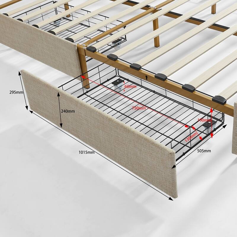 Classic Metal Platform bed with Four drawers