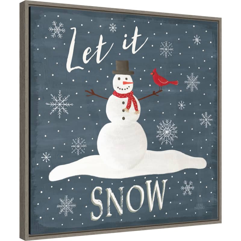 Christmas Cheer IV Let it Snow by Laura Marshall Framed Canvas Wall Art