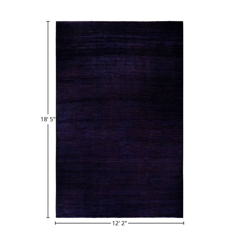 Overton Hand Knotted Wool Vintage Inspired Modern Contemporary Overdyed Purple Area Rug - 12' 2" x 18' 5"