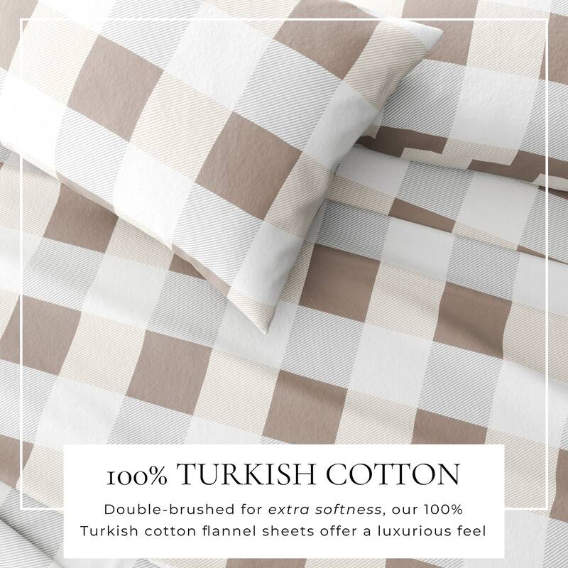 Linery & Co. Turkish Cotton Double-Brushed Printed Flannel Bed Sheet Set