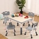 preview thumbnail 15 of 26, GIMMYFIVE Kids Table and 4 Chairs, Height Adjustable Toddler Table and Chair Set Grey