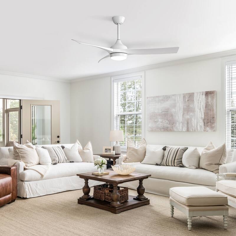 52 Inch Ceiling Fan with Light and Remote Control, 3-Blade Reversible DC Motor Fan, Dimmable 3-color Temperature