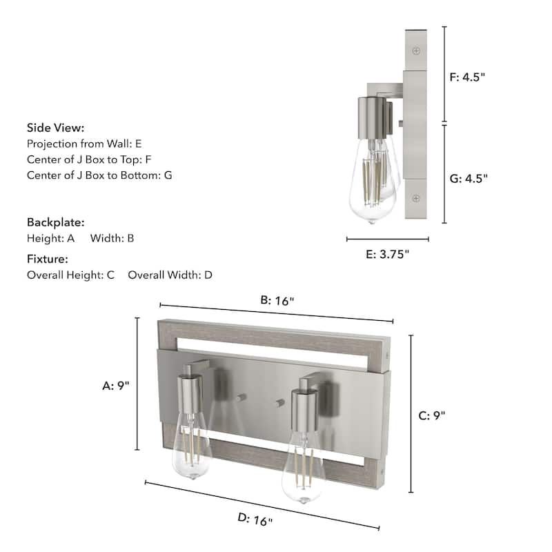 Hunter Woodburn Vanity Wall Light - Modern Farmhouse, Transitional, Rustic - Damp Rated!