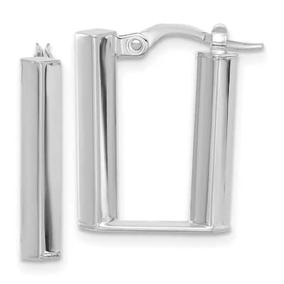 Curata 14k White Gold Polished U Shape Hoop Earrings - 21x14.9mm