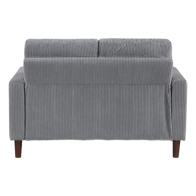 Cey Loveseat, Gray Corduroy Upholstery, Modern Style Brown Legs, 55 Inch