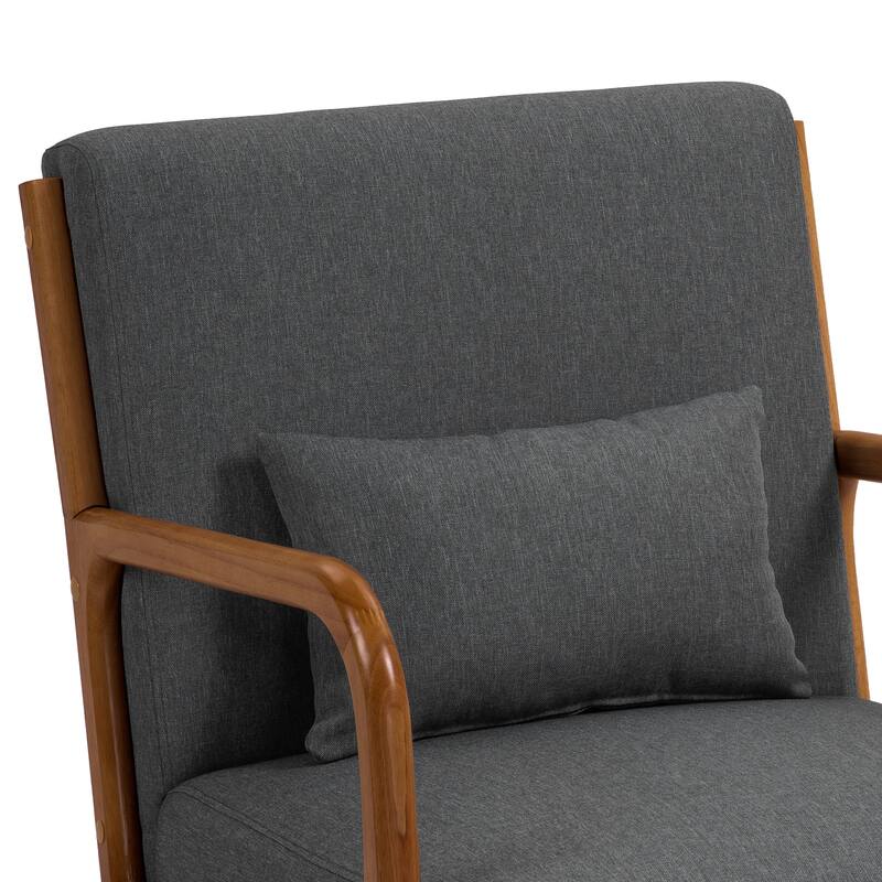 Mid-Century Modern Upholstered Accent Chair with Wood Frame