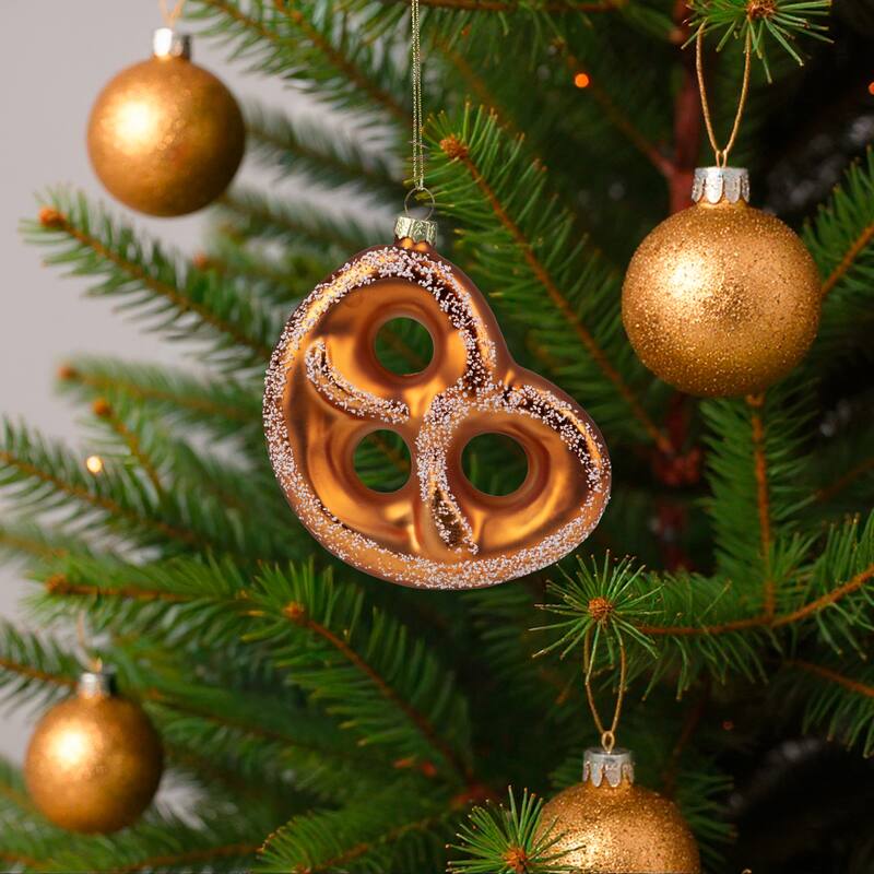 Salted Soft Pretzel Glass Christmas Ornament - 4.5"
