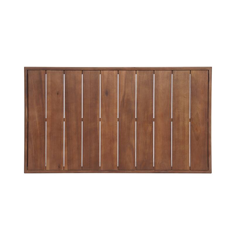 Roomfitters Outdoor Patio Coffee Table with Slatted Wood Design, Weather-Resistant Frame