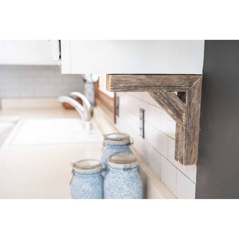 Set of 2 Natural Weathered Gray Corbels - 8 x 8" x 2.5"