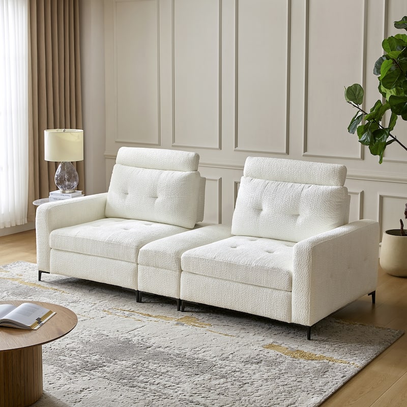 Friedrich Modern Storage Button-tufted Sectional Sofa with Adjustable Seating Depth and Metal Legs by HULALA HOME - Ivory
