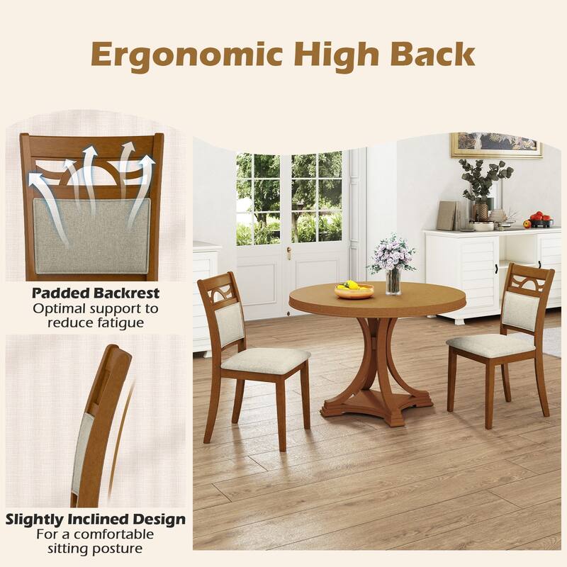 Gymax Dining Chairs Set of 4 w/Rubber Wood Frame Padded Seat &