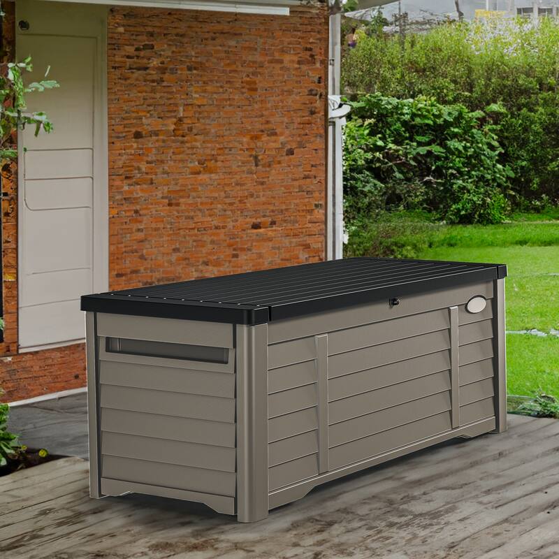 120 Gallons Water Resistant Lockable Deck Box - Grey