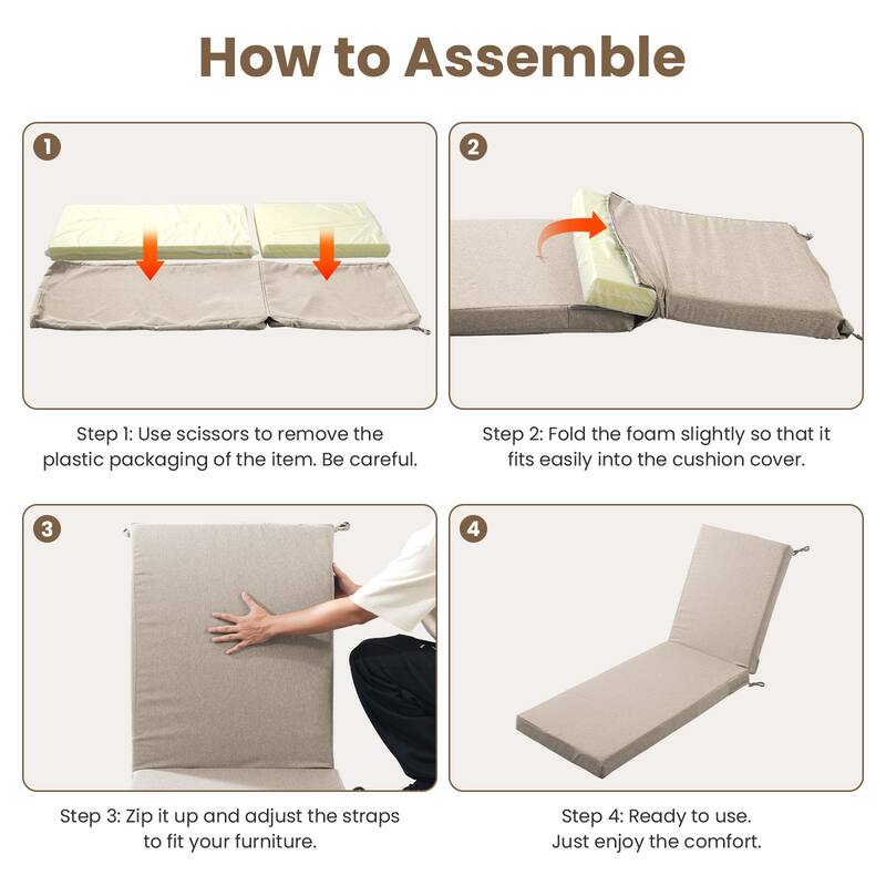 22.4 in W x 71.9 in L x 3.5 in Thickness Outdoor Chaise Lounge Replacement Cushion