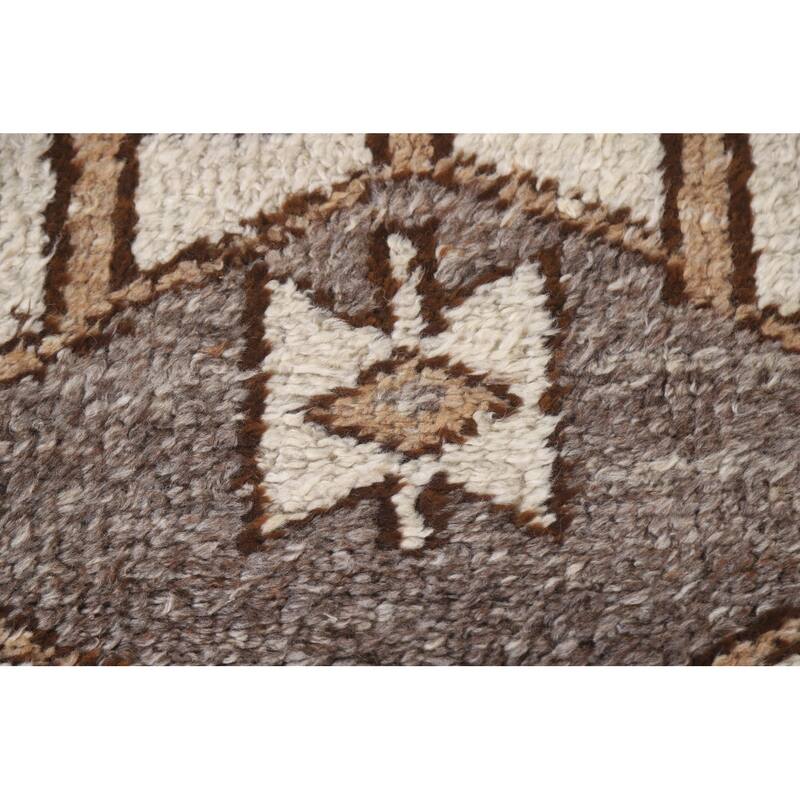 Geometric Anatolian Turkish Runner Rug Hand-knotted Wool Carpet - 3'5"x 11'11"