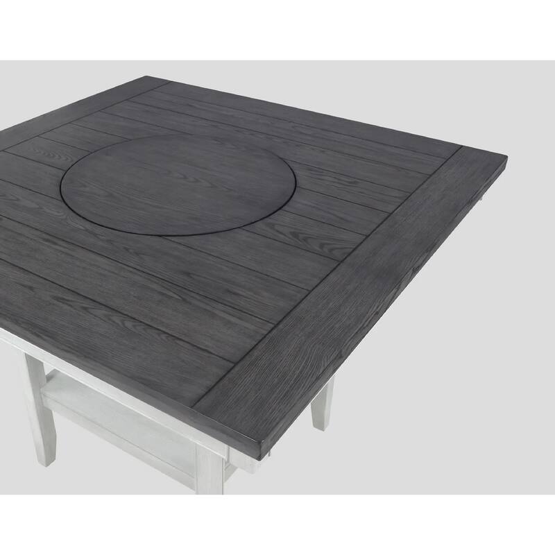 1pc Contemporary Transitional Counter Height Dining Table with 20-Inch Lazy Susan Finish Wooden Wood Veneers Solid Wood