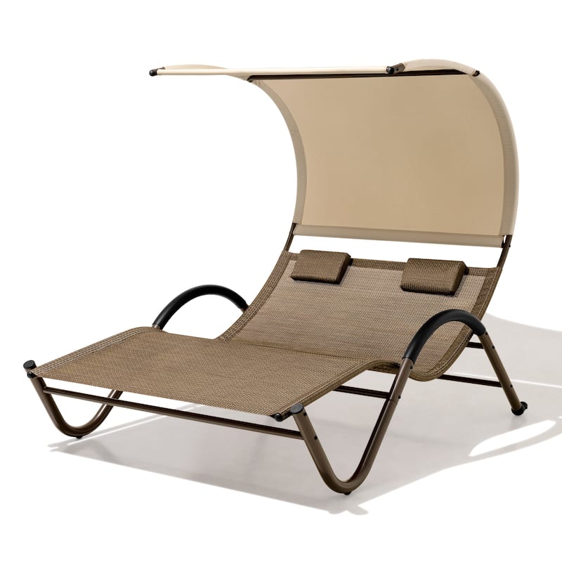 Outdoor Patio Double Chaise Lounge Chair - 72.8" D x 54.7" W x 64.6" H