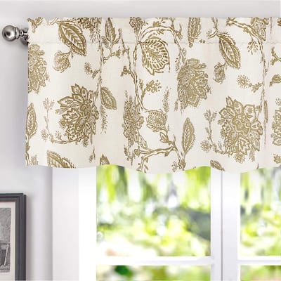 DriftAway Freda Jacobean Floral Window Curtain Valance Rod Pocket 2 Layers - 52" width x 14 " length - 52" width x 14 " length