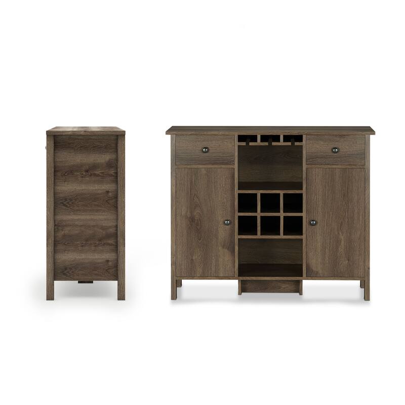 DH BASIC Rustic Distressed Walnut 42" Buffet with Wine Grid by Denhour
