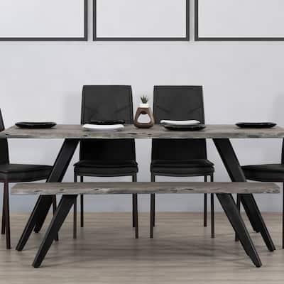 Wexford Grey/Black Acacia Solid Wood Backless Dining Bench 60 in. W x 18 in. H