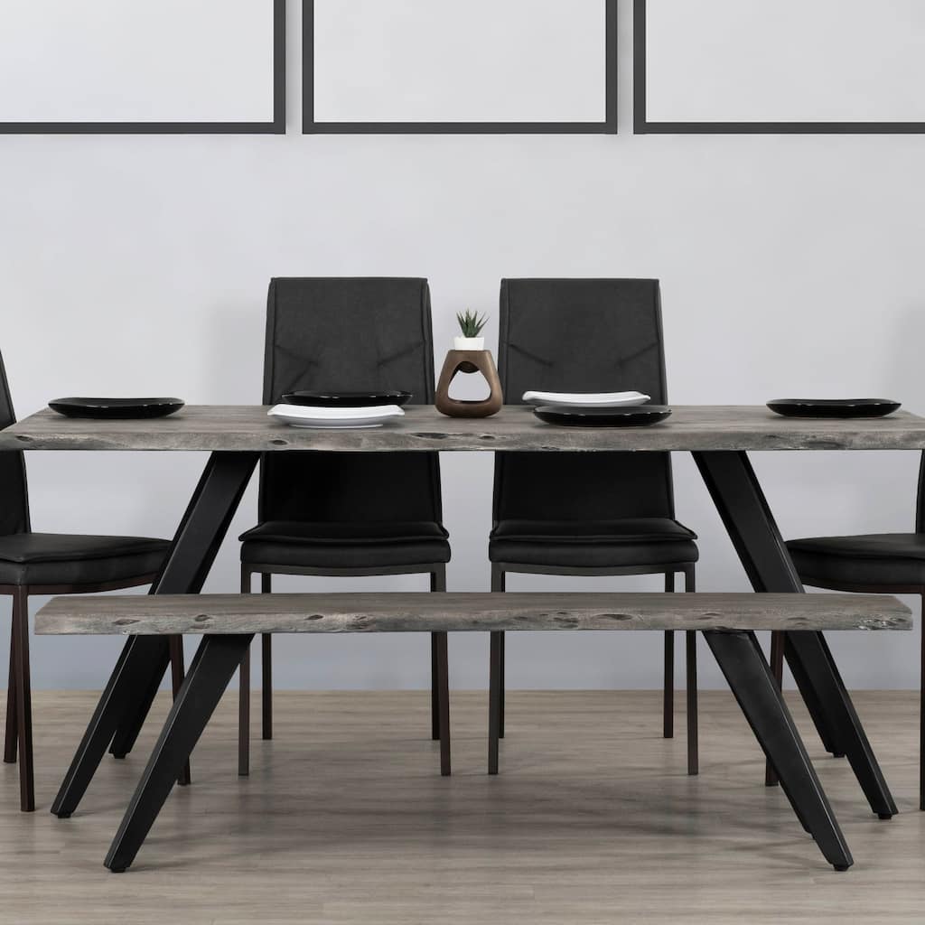 Wexford Wood Backless Dining Bech with Metal Legs