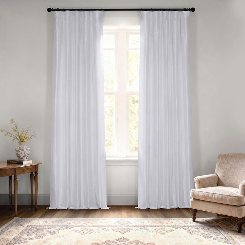 Exclusive Fabrics Textured Faux Dupioni Silk Thermal Blackout Curtains (1 Panel) - 50 X 84 - Ice