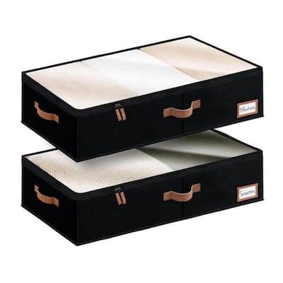 Underbed Storage,Fabric Organizers with Reinforced Handles & Label Holders,2-Pack