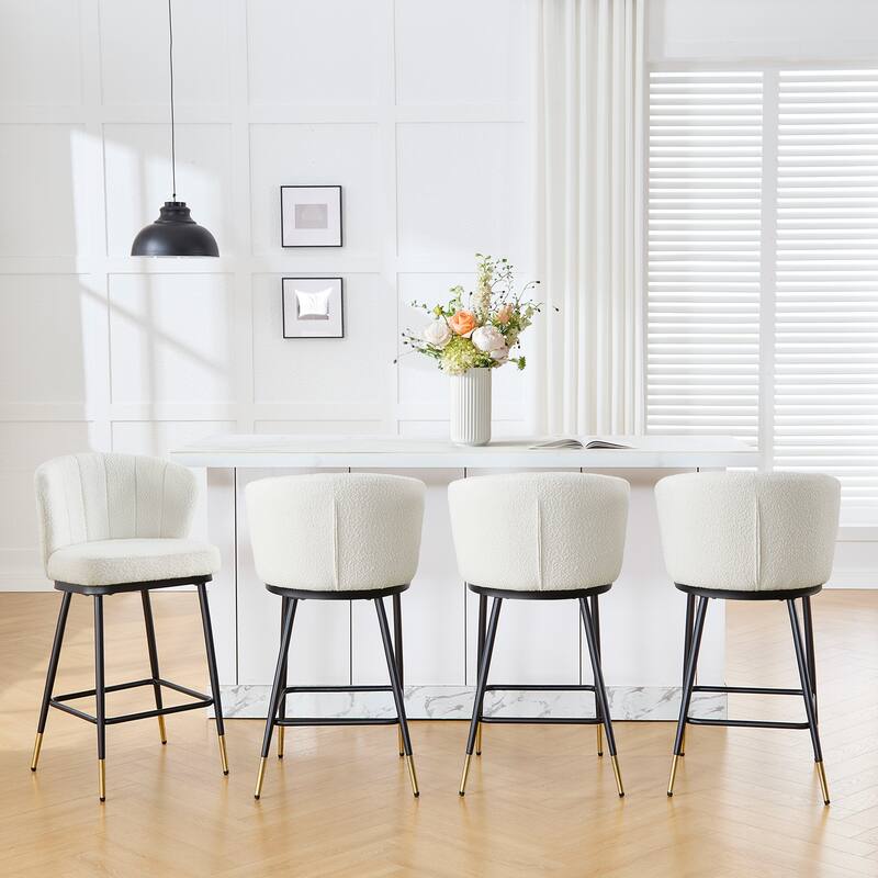 26" Boucle Fabric Counter Height Bar Stools, Set of 2/3/4 - 35.83"H x 22"W x 20.28"D