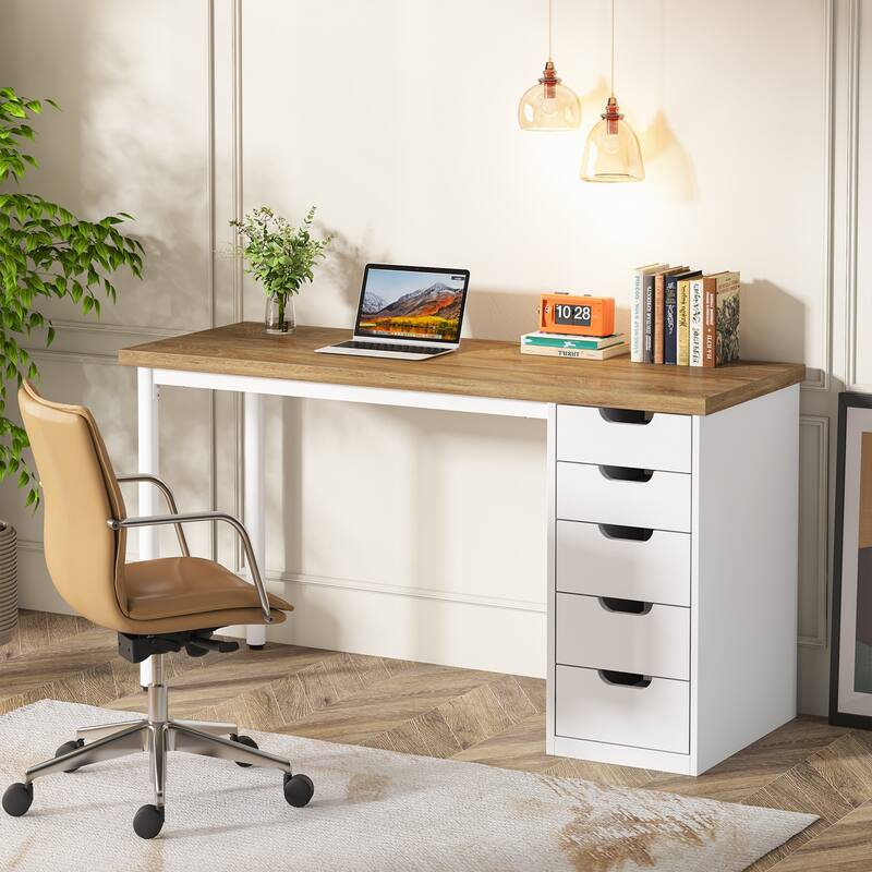 Vanity Desk with 5 Drawers, Modern Makeup Desk with Mulitple Storage, Gifts for Christmas