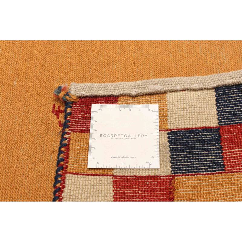 ECARPETGALLERY Flat-Weave Kashkuli Light Orange Wool Tapestry Kilim - 5'0 x 6'11
