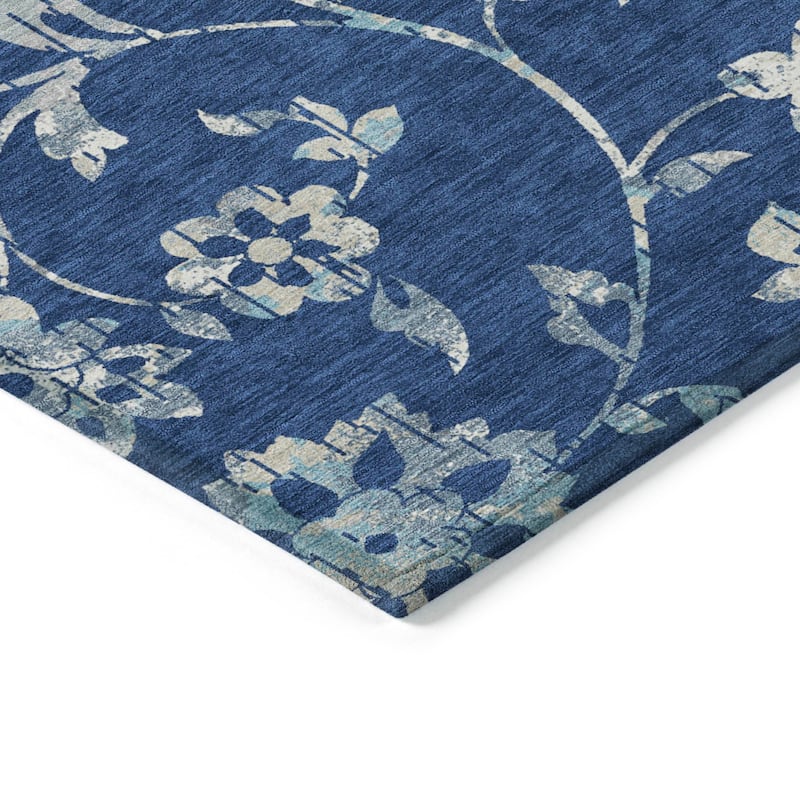 Machine Washable Indoor/ Outdoor Chantille Modern Floral Rug