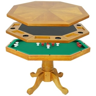 Hathaway Kingston 48-in Poker, Bumper Pool, Dinning Table Combo Set - Oak Finish (Table Only) - 48-in diameter x 31-in H